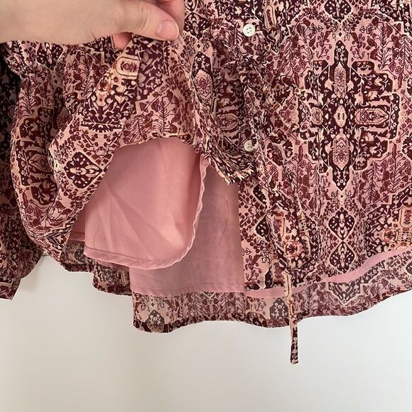 Madewell Pink Button Down Blouse with Waist Tie Size Medium - Picture 5 of 8